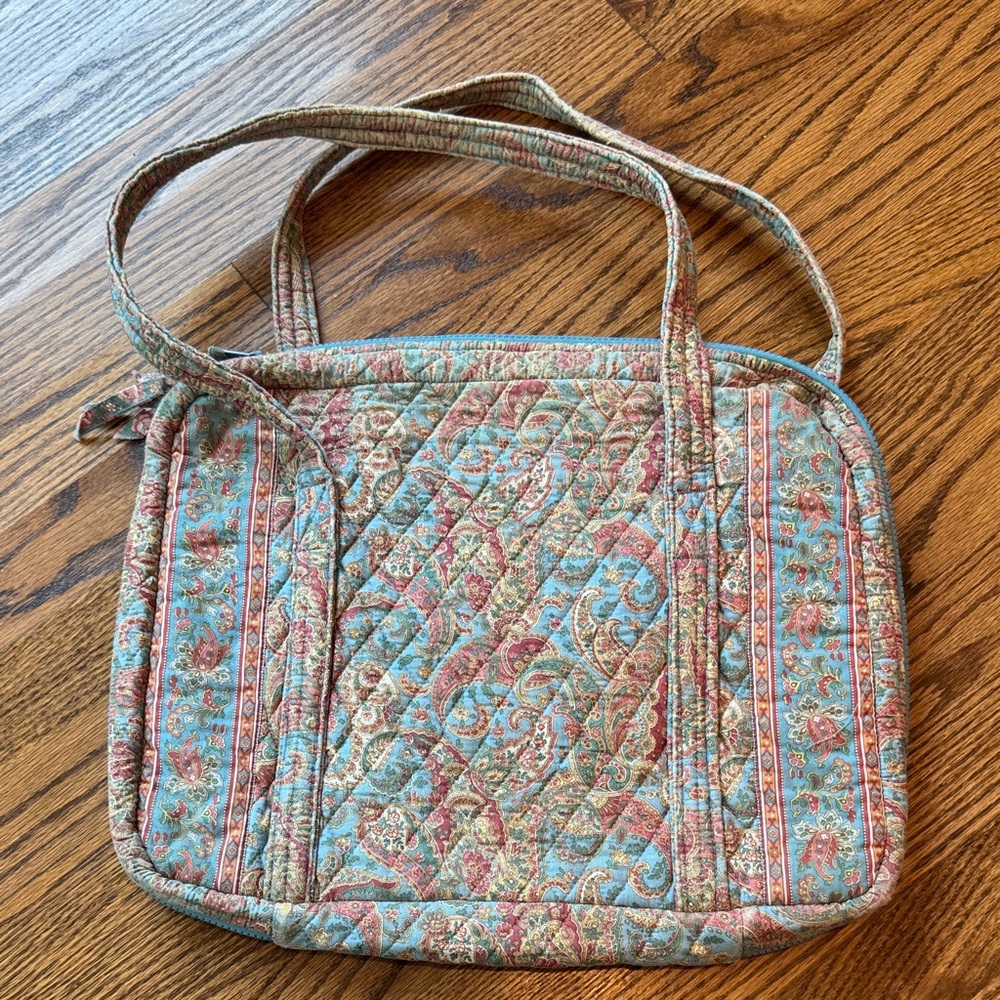 Vintage Vera Bradley Quilted Laptop School Shoulder Bag